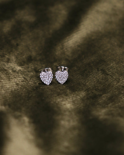 boucles d'oreilles en forme de coeur en argent 925 et oxyde de zirconium