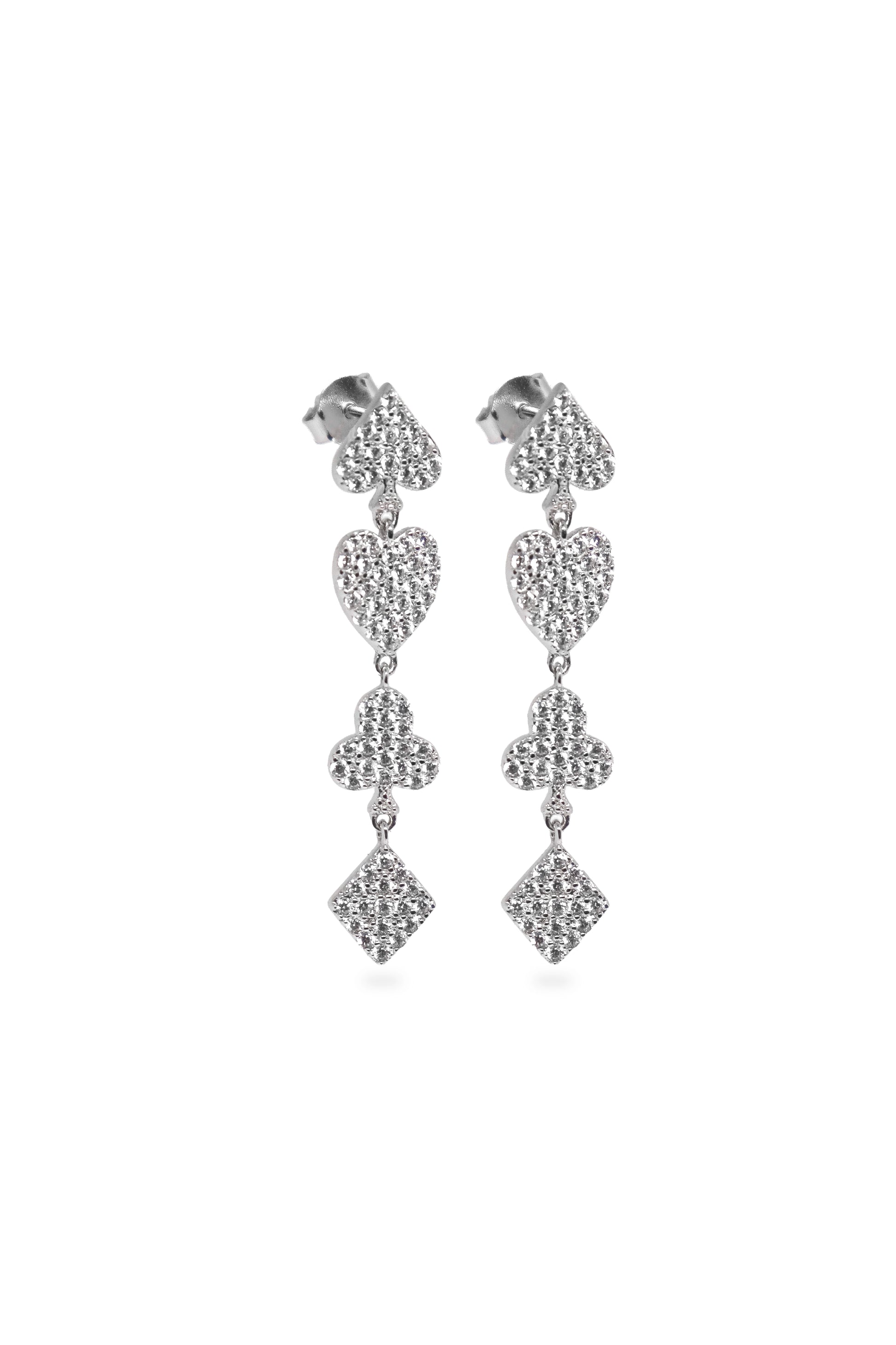 Junae Jewelry Boucles d'oreilles symboles poker en Argent 925